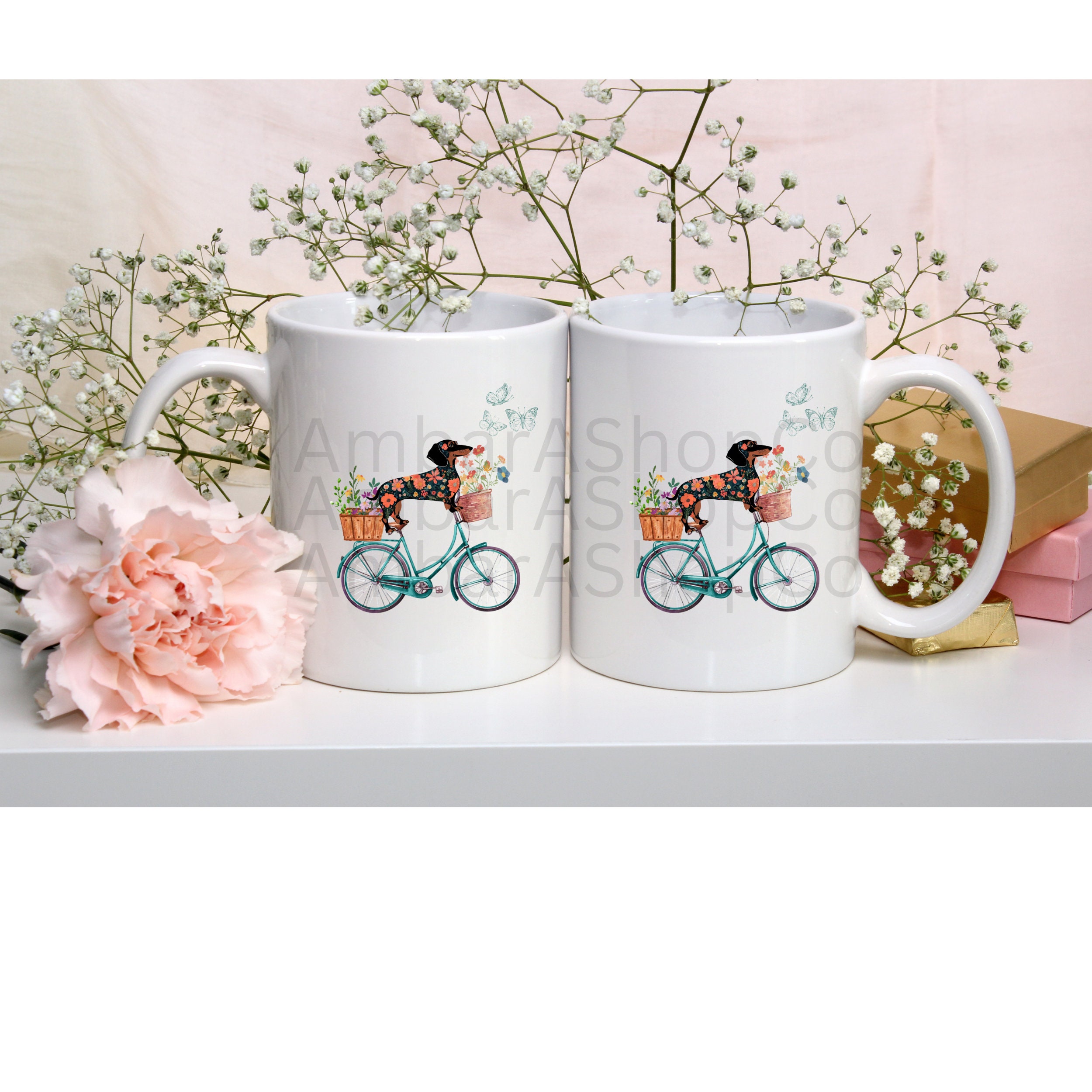 Dachshund Riding Bike Dachshund Dog Png Floral Dachshund Weiner Dog