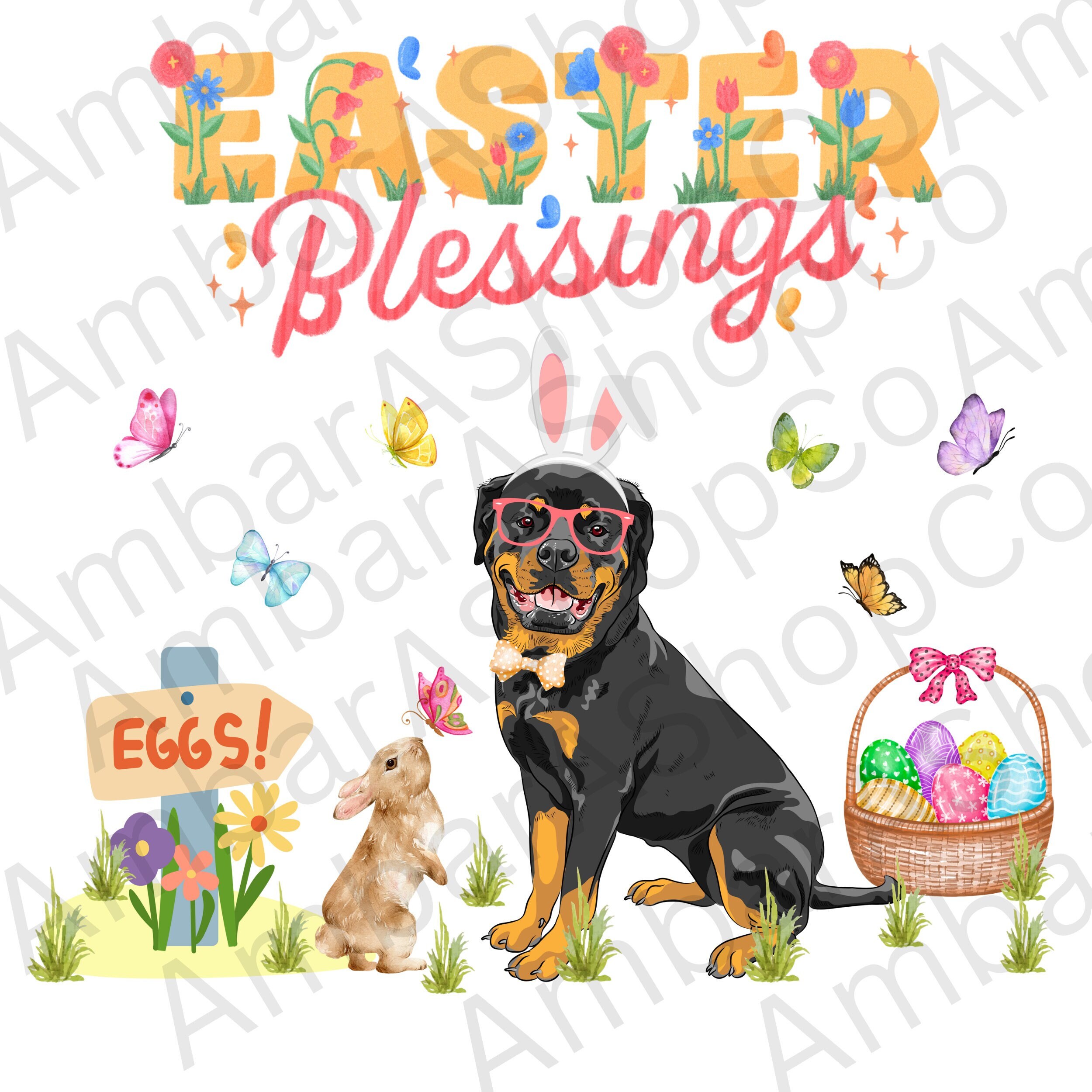 Easter Blessings Rottweiler Png Easter Blessing Png