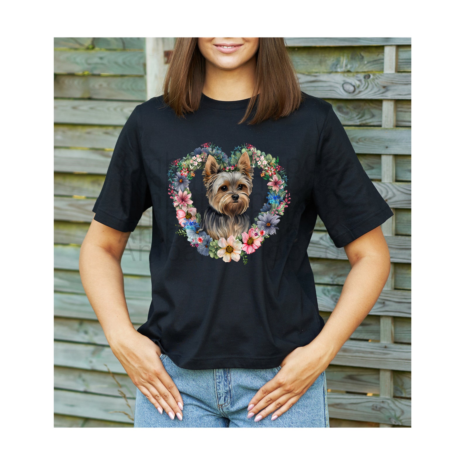 Yorkie Wreath Png Yorkshire Terrier Png Floral Yorkie Floral Wreath ...