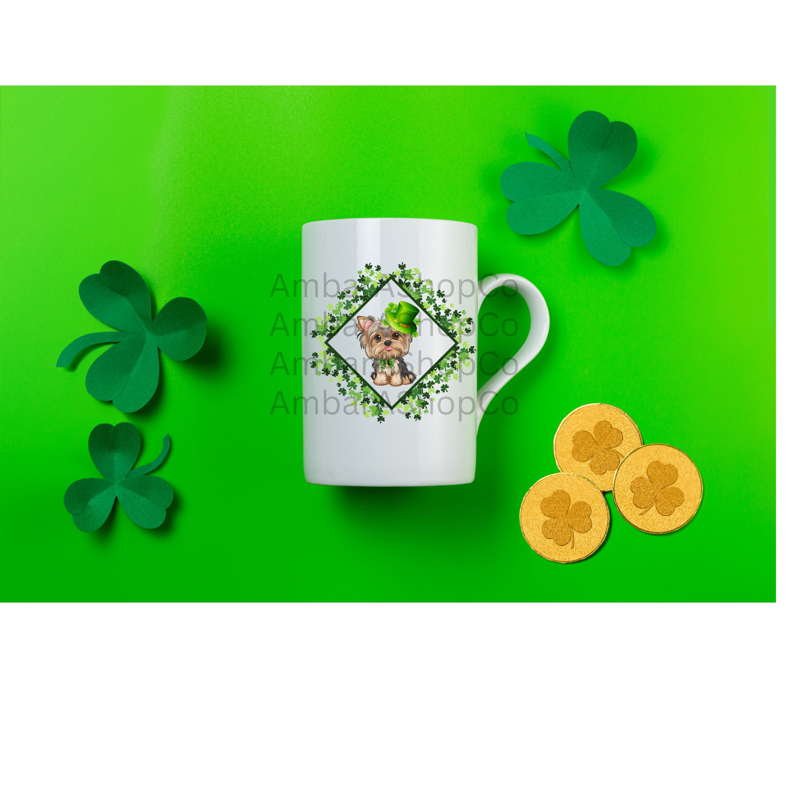 St. Patricks Yorkie PNG, Shamrock PNG, Dog PNG, Sublimation Design Svg Happy St. Patricks Day