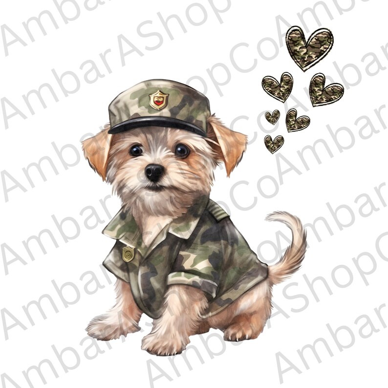 Yorkie PNG Dog PNG Sublimation Design Army Dog Digital Download Png ...