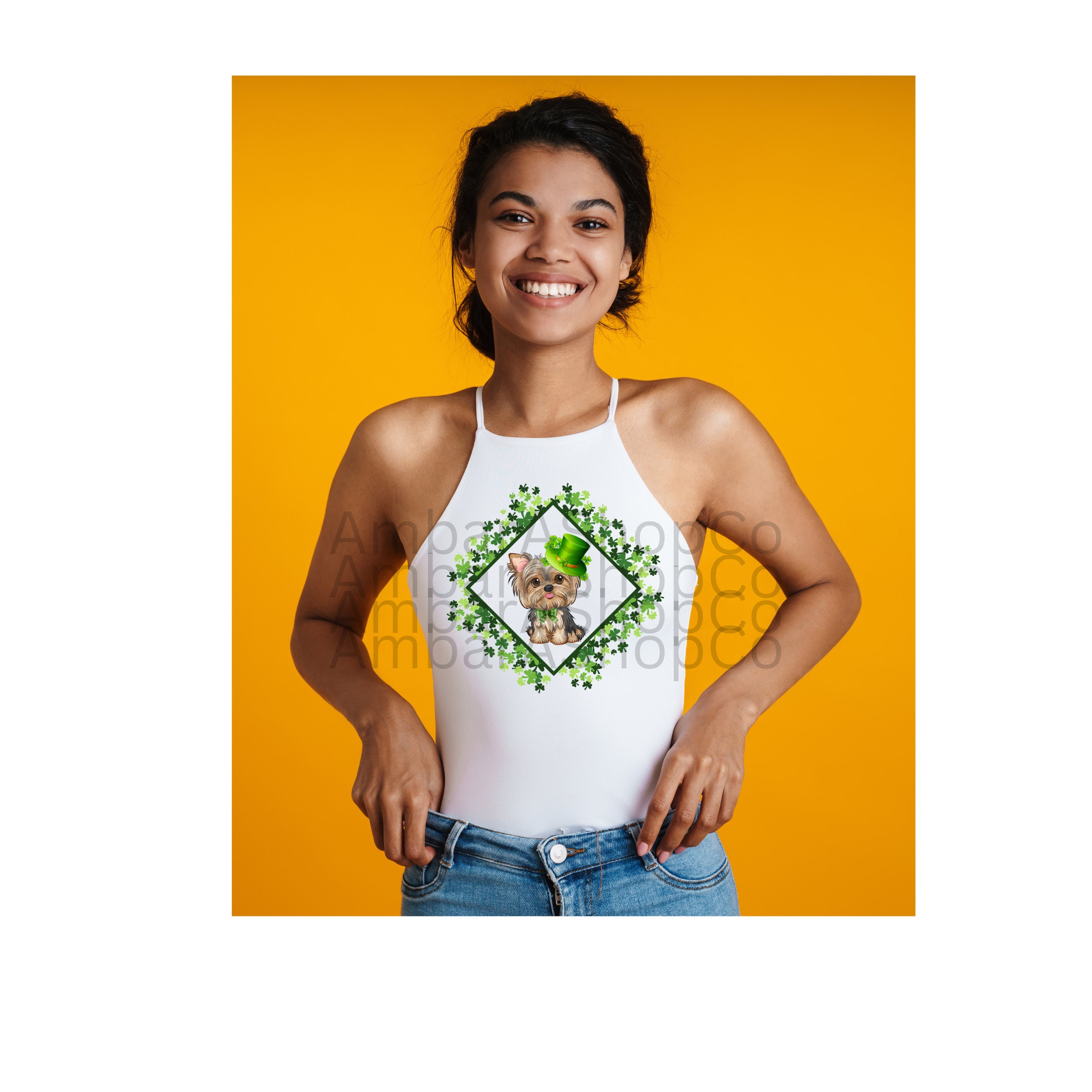 St. Patricks Yorkie PNG, Shamrock PNG, Dog PNG, Sublimation Design Svg Happy St. Patricks Day