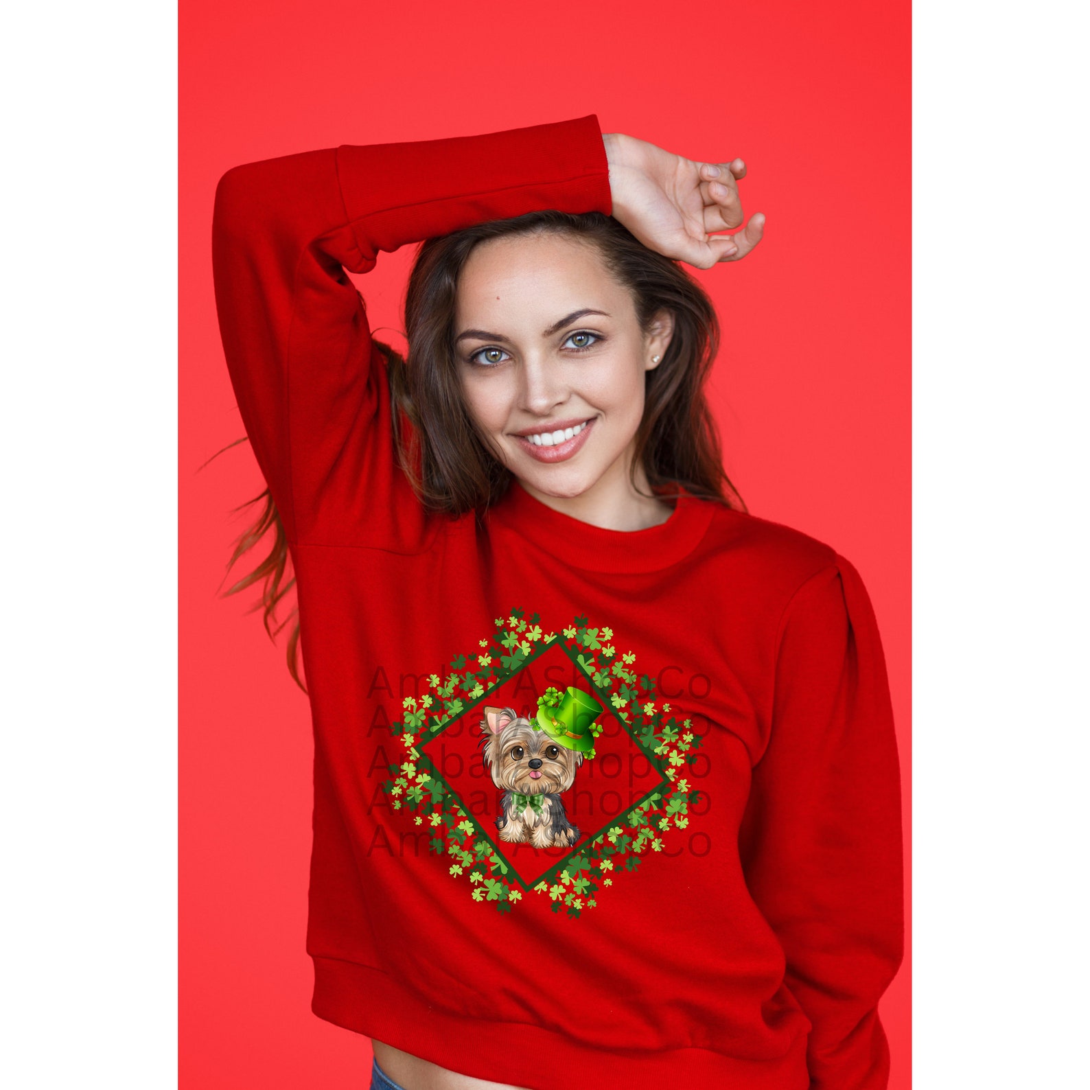 St. Patricks Yorkie PNG, Shamrock PNG, Dog PNG, Sublimation Design Svg Happy St. Patricks Day