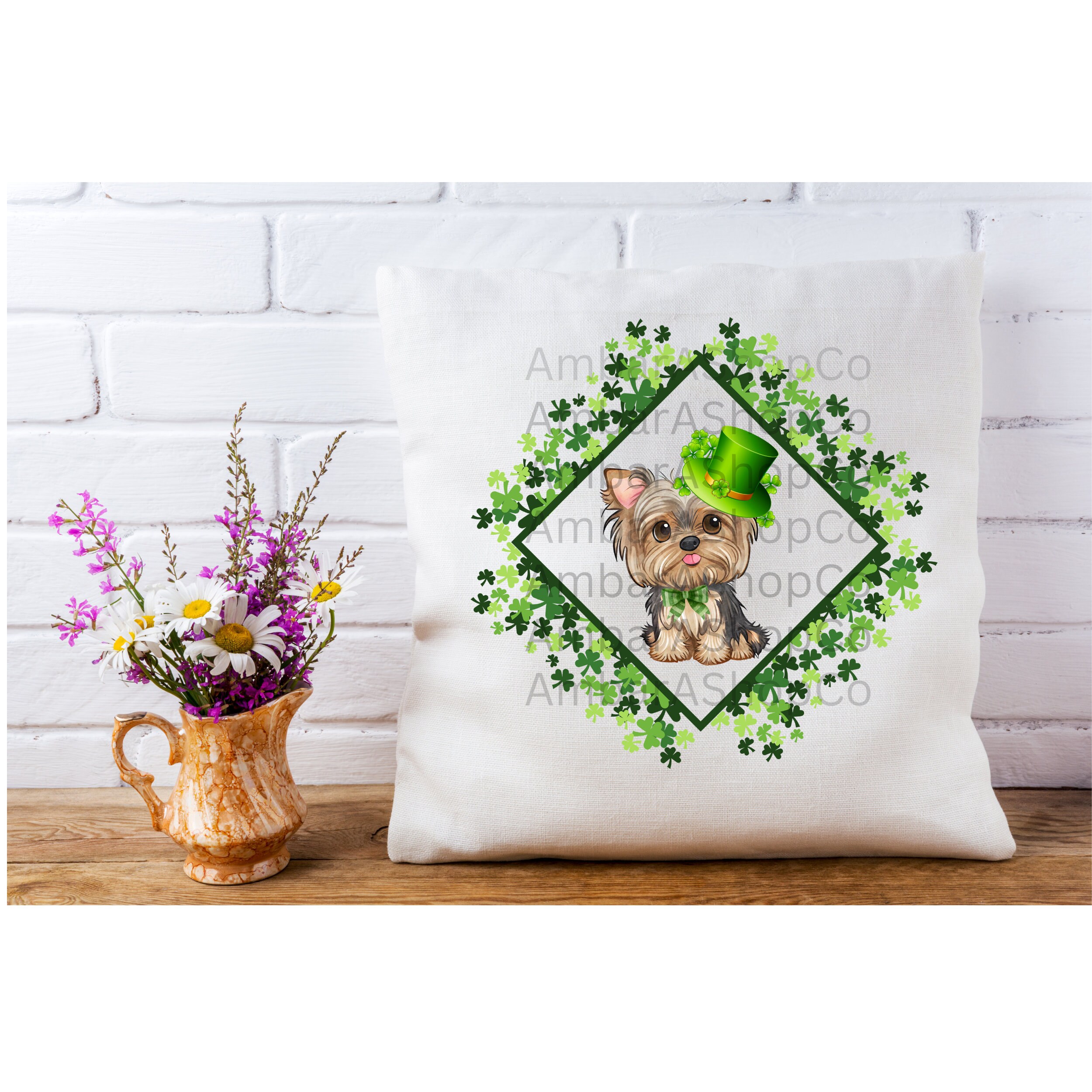 St. Patricks Yorkie PNG, Shamrock PNG, Dog PNG, Sublimation Design Svg Happy St. Patricks Day