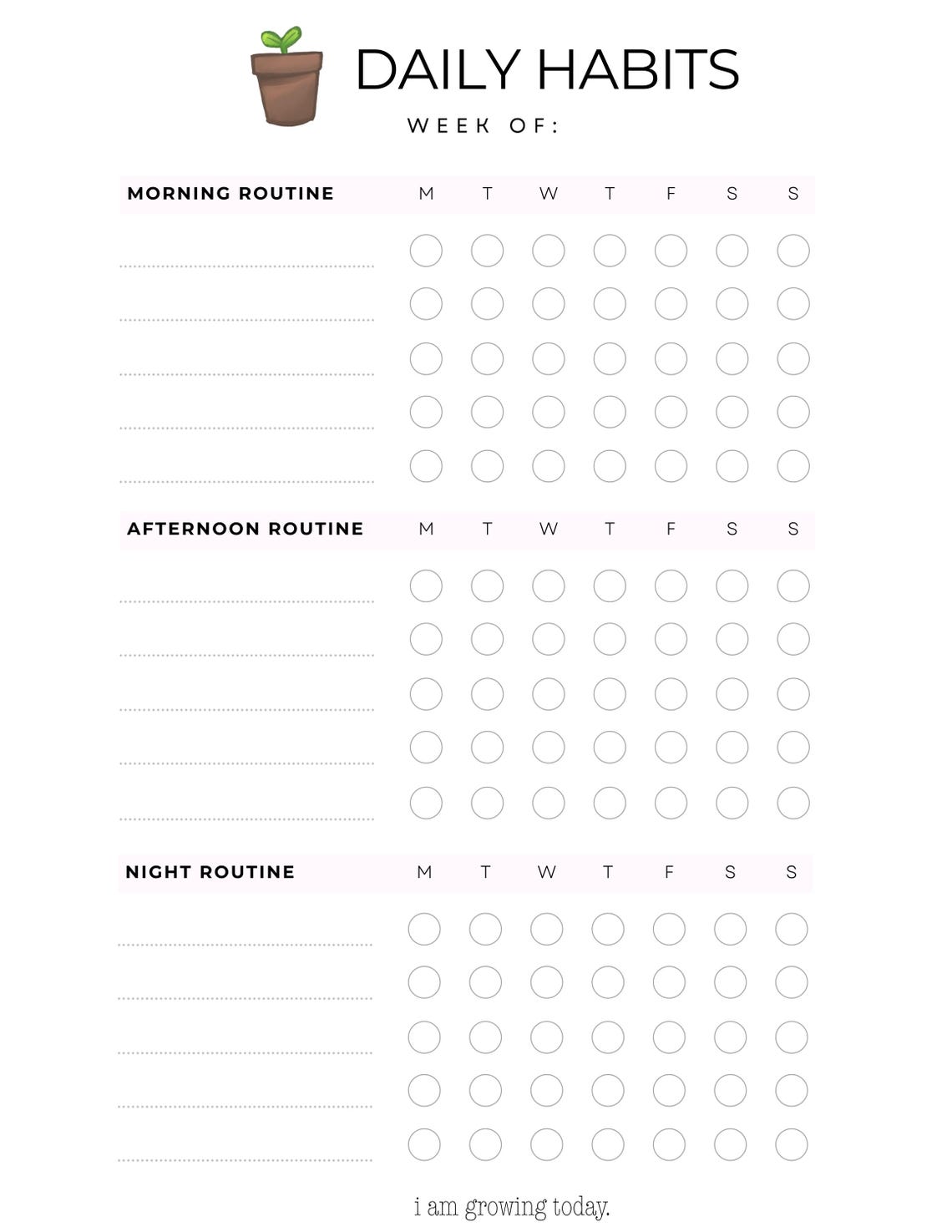Daily Habits Tracker Printable | Morning Afternoon Night Routine ...