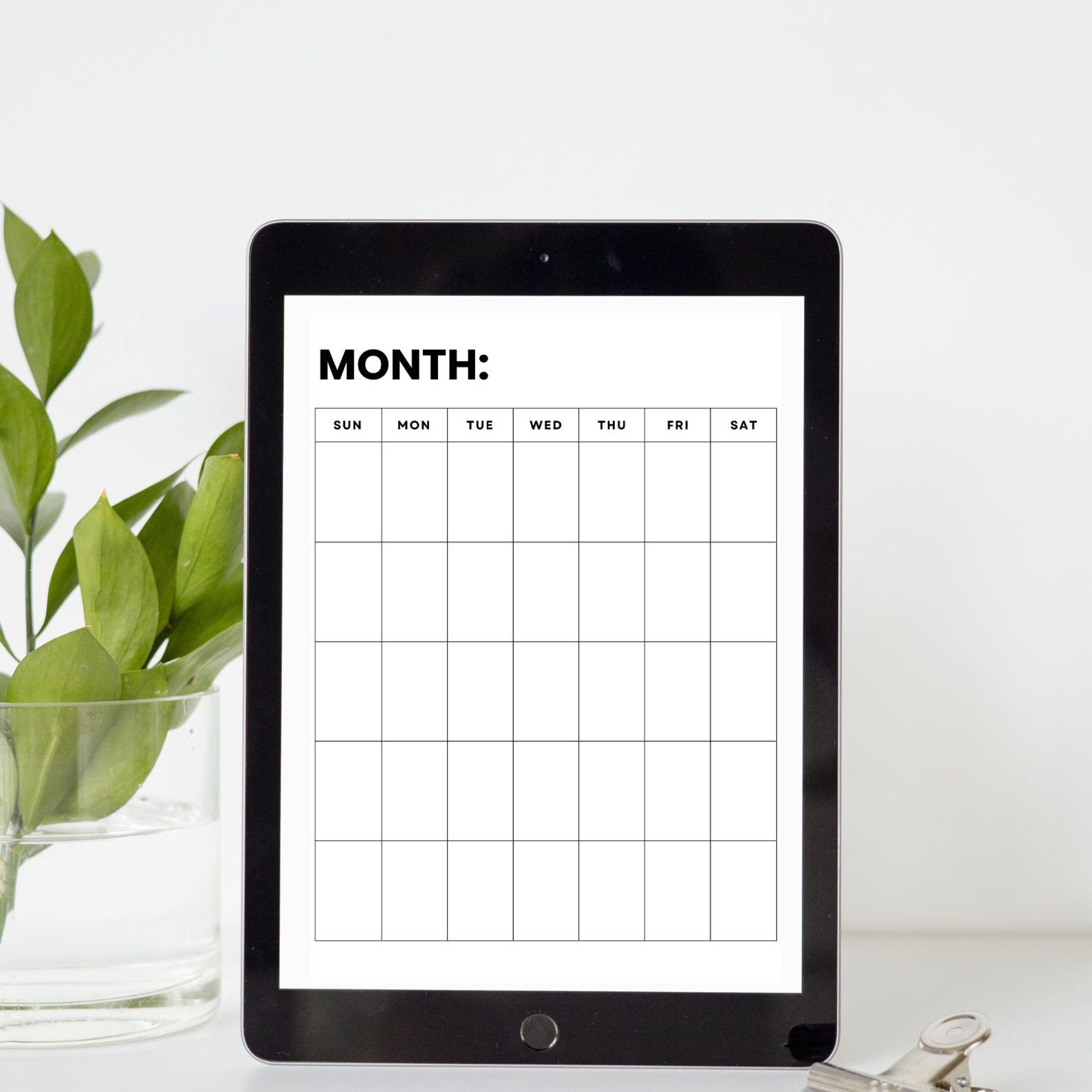 Undated Monthly Calendar Printable PDF | Minimalist Blank Perpetual ...