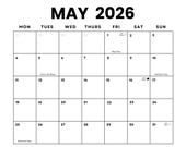 May 2026 Minimalist Calendar: US Holidays & Moon Phases (Printable PDF) | Sunday + Monday Start | Instant Download | Landscape Letter PDF