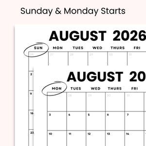 August 2026 Monthly Calendar Printable: Minimalist PDF (sunday/monday ...