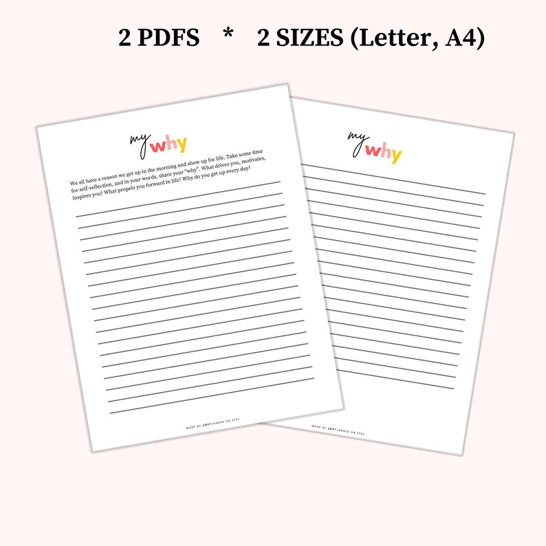 Self Reflection My Why Worksheet Joyplanner Digital Download Planning