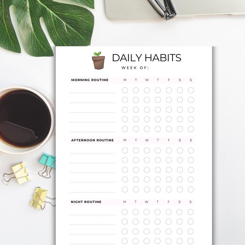 Daily Habits Tracker Printable | Morning Afternoon Night Routine ...