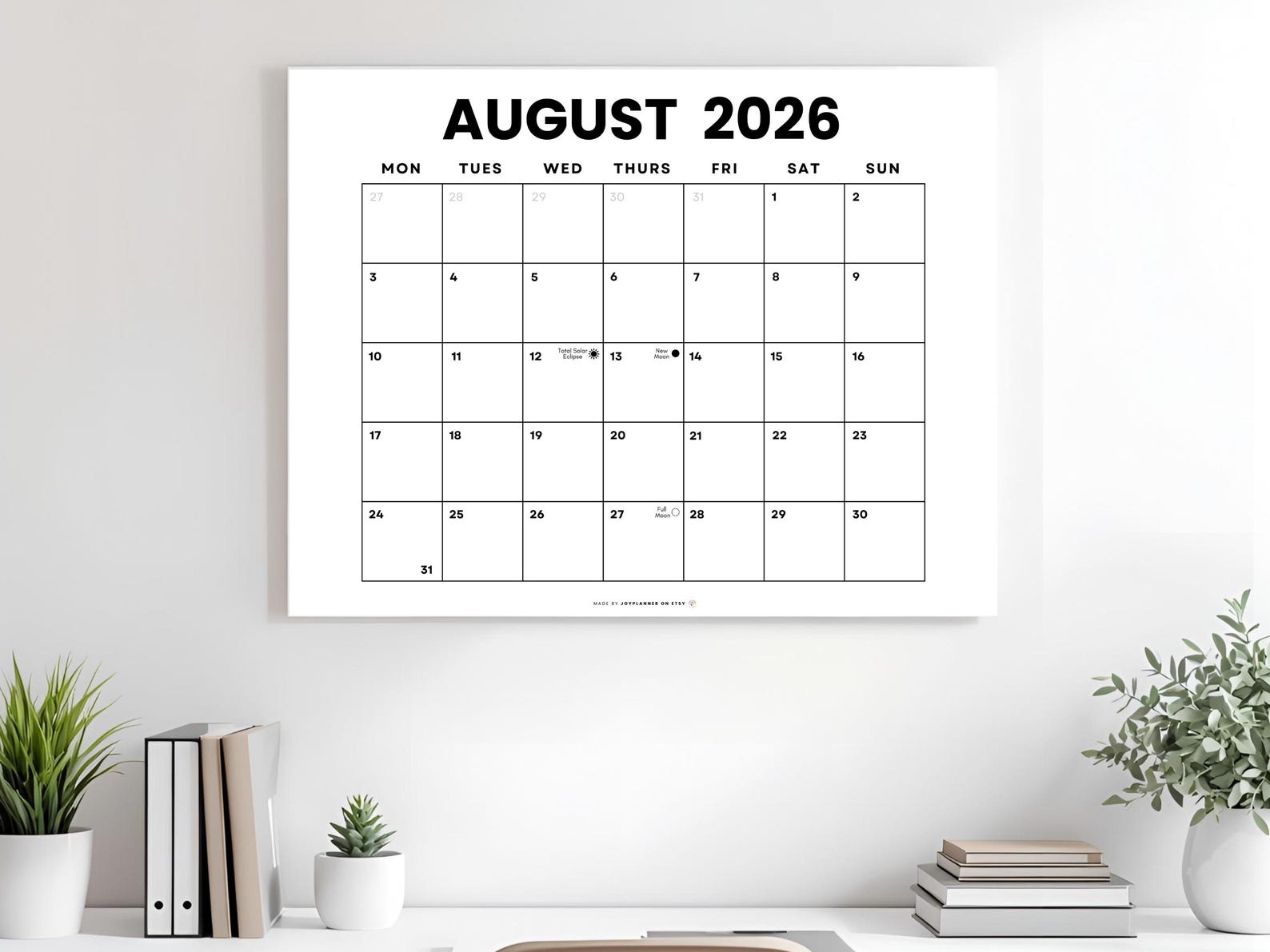 2026 Minimalist Calendar Printable: Monthly Planner With US Holidays ...