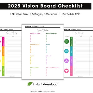 Vision Board Zielplaner Checkliste 2025 Printable PDF | 2025 Lebensziele mit Zeitrahmen| Digitaler Download Planungs-PDF |  Lebensziel-Planung