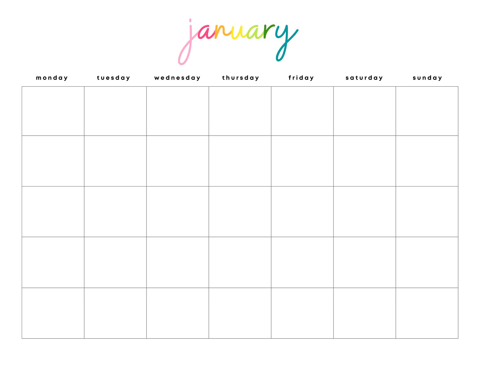 2024-25-blank-monthly-rainbow-calendar-printable-digital-2024-planner-instant-download-desk-calendar-sunday-monday-start-etsy