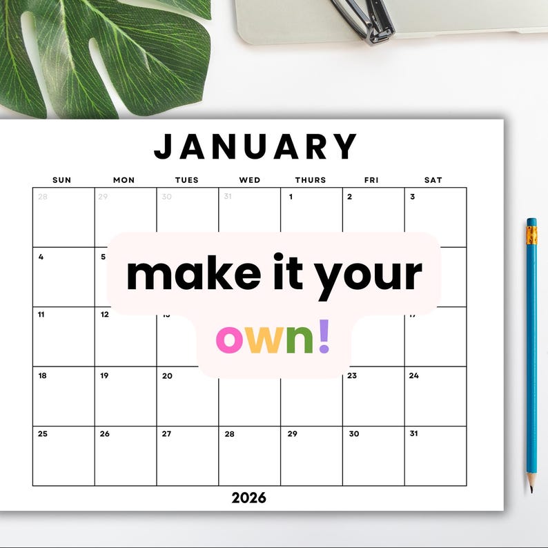 January 2026 Calendar Printable | Minimalist Monthly Planner (PDF ...