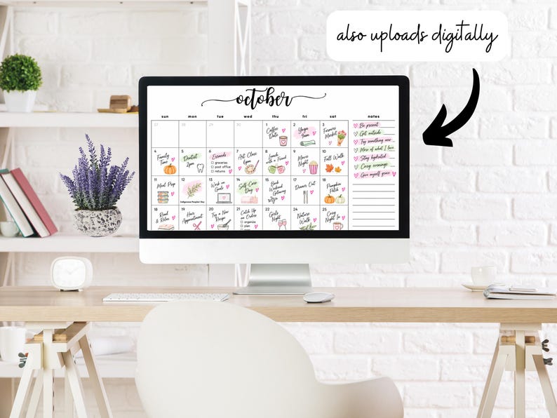 Pritnable October Notes.pdf October 2026 Monthly Calendar Printable, Minimalist Planner PDF, Sunday ...