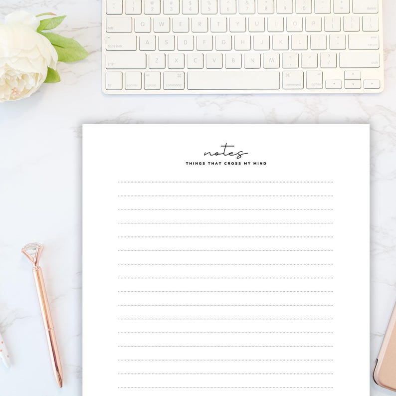 Work Notes Paper Notes Writing Paper PDF | Lined Stationery | Brain Dump Instant ...