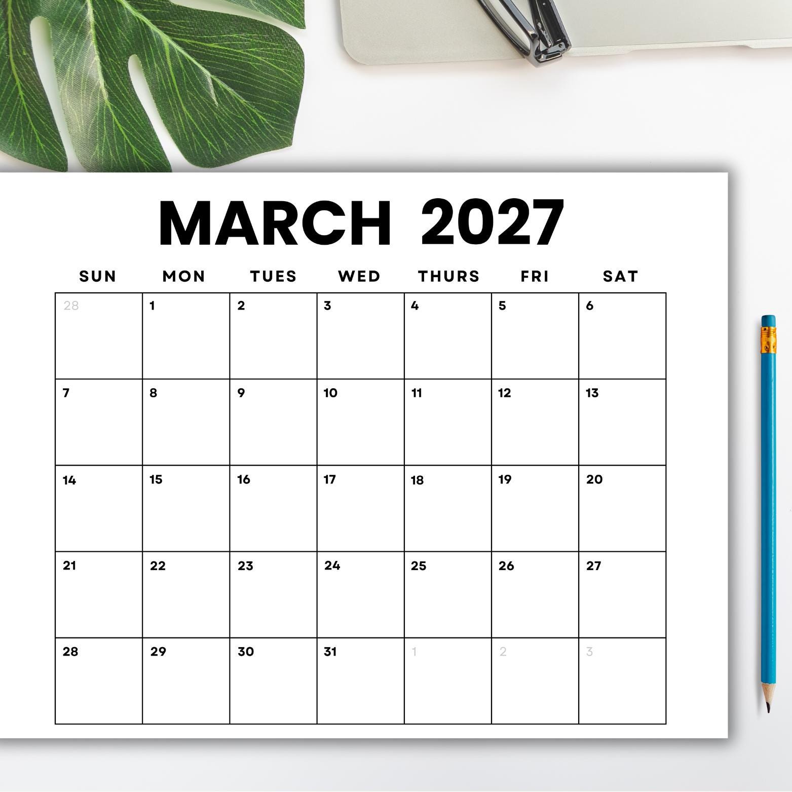March 2027 Calendar Printable: Minimalist PDF Planner (digital Download) -  Etsy