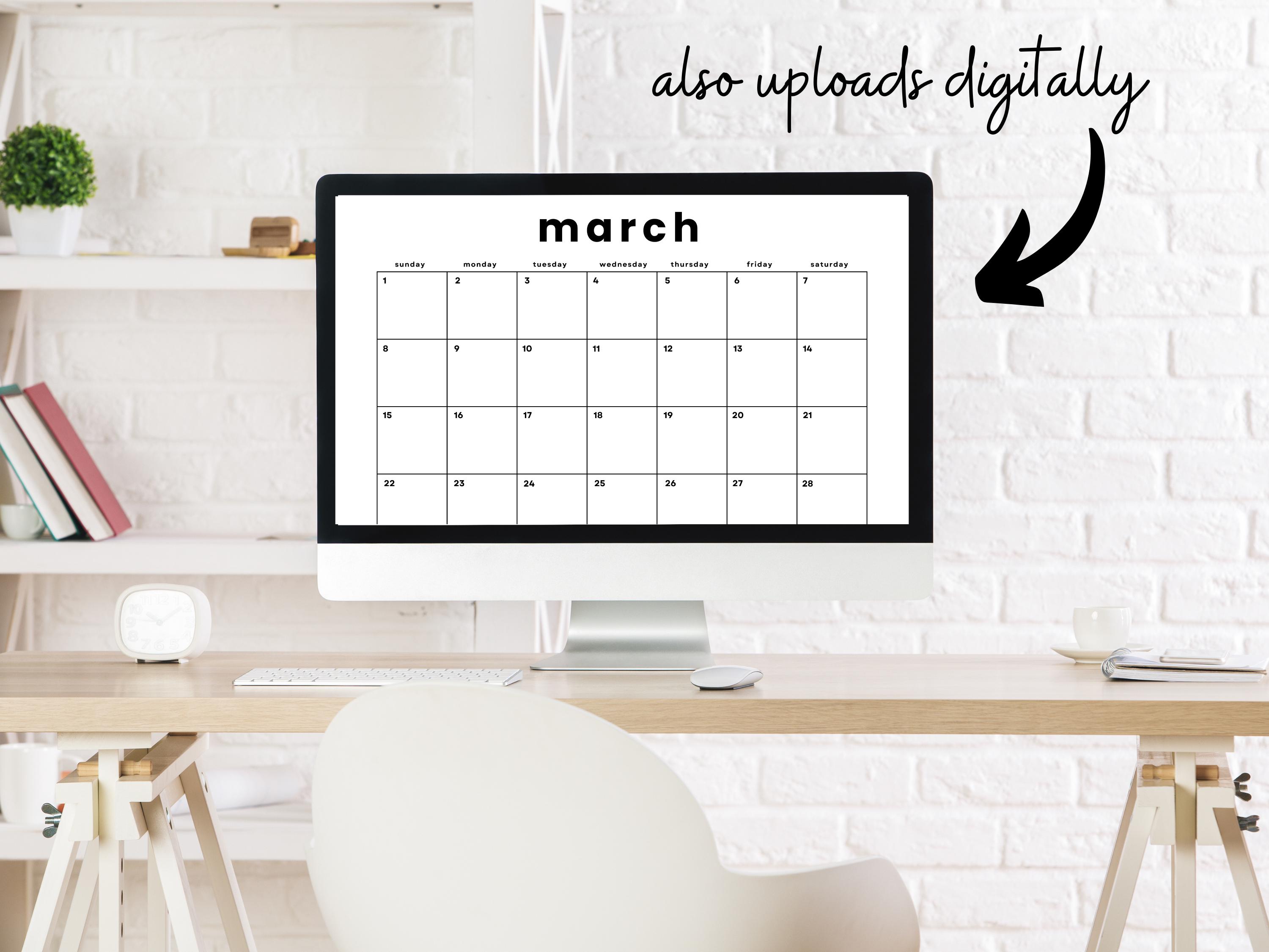 March 2026 Monthly Calendar Printable | Minimalist Design (digital ...