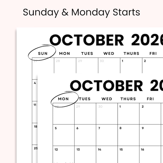 October 2026 Minimalist Calendar: US Holidays & Moon Cycles ...