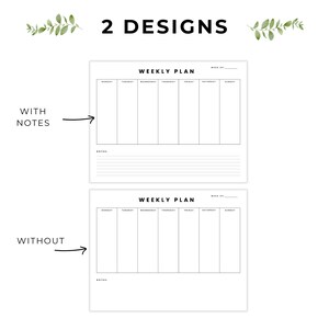 Minimalist Weekly Planner Printable PDF W/notes | 1 Week Overview 2026 ...