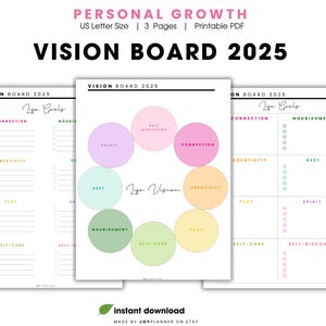 Vision Board Mind Map + Zielplaner 2025 Printable PDF | 2025 Lebensziele | Digitaler Download Planungs-PDF |  Lebensziel-Planung