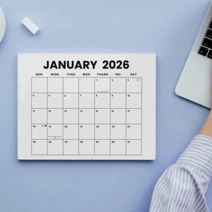 2026 Minimalist Calendar Printable: Monthly Planner With US Holidays ...