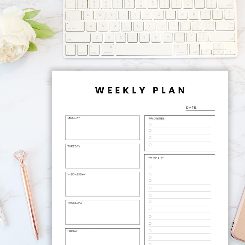 Minimalist Weekly Planner Printable | Brain Dump, To-do List (PDF) - Etsy