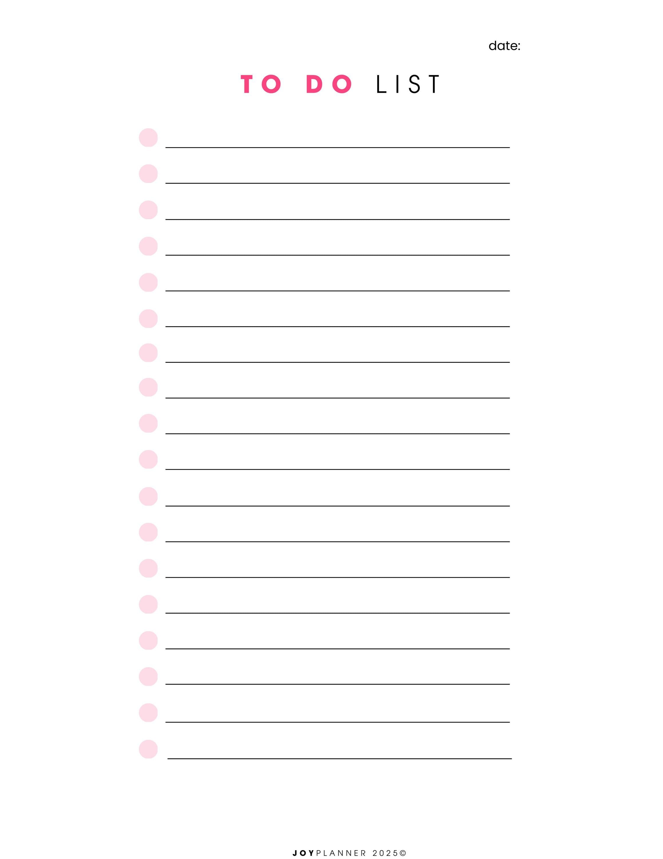 Minimalist To-do List Printable | Fillable PDF (digital Download ...