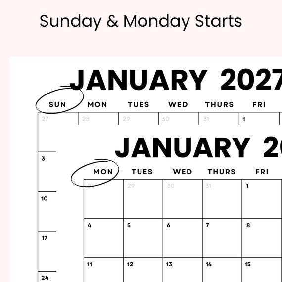 January 2027 Calendar Printable: Minimalist Landscape Design (PDF) - Etsy
