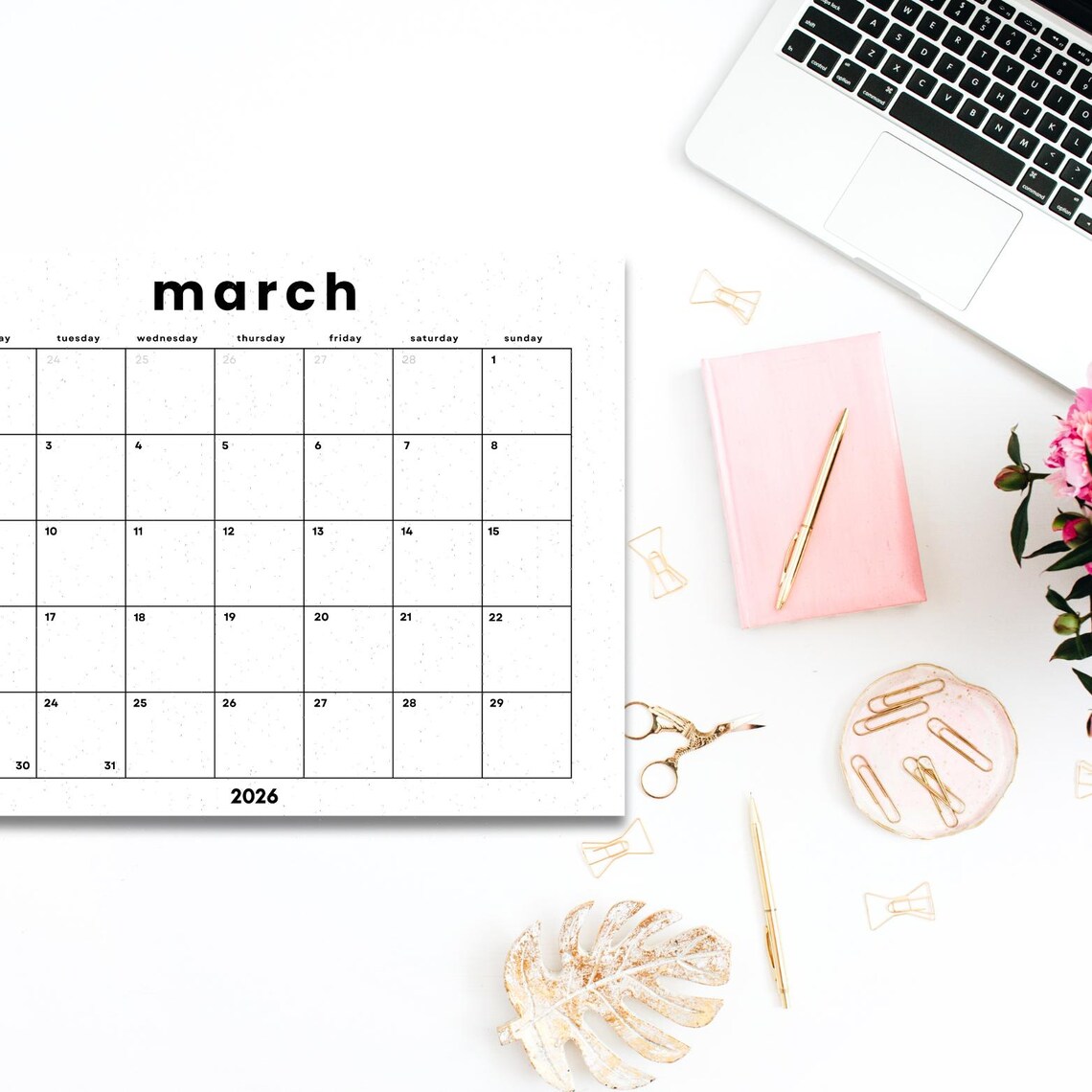 March 2026 Monthly Calendar Printable | Minimalist Design (digital ...
