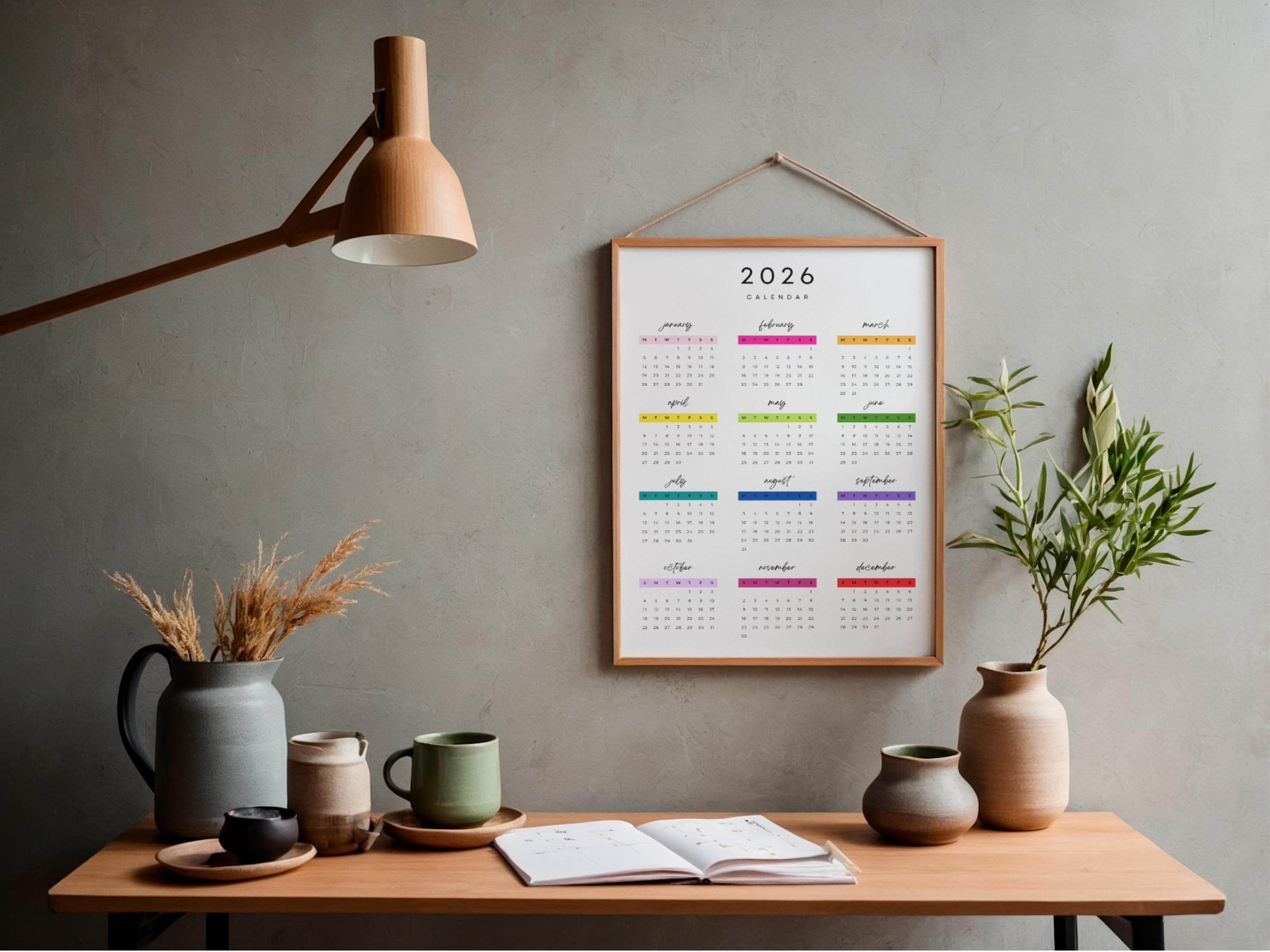 2026 Minimalist Colorblock Wall Calendar: Printable (digital Download ...
