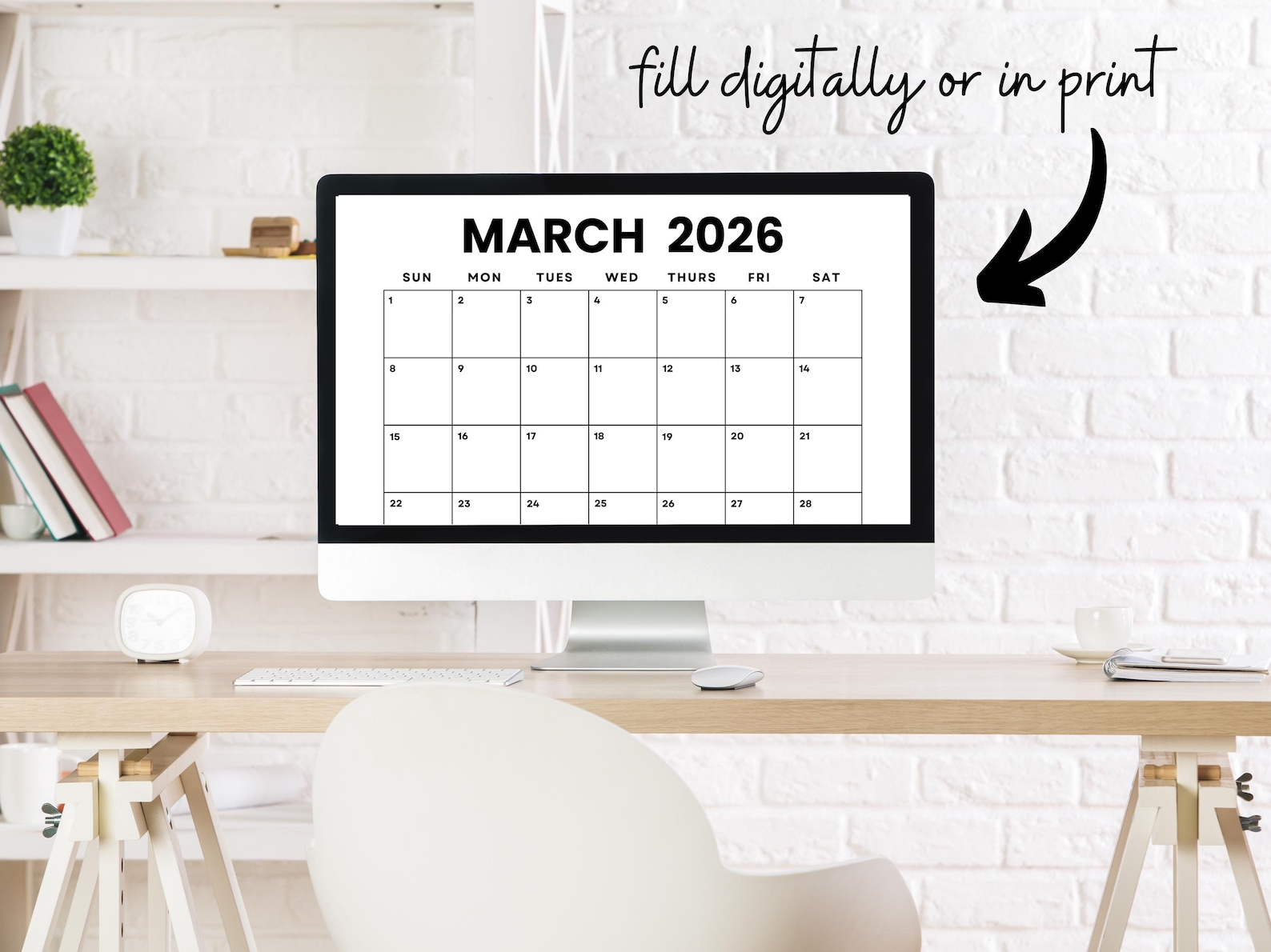 March 2026 Printable Calendar: Minimalist Monthly Planner (digital ...