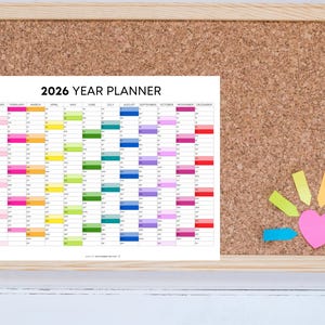 2026 Vertikaler Jahresplaner druckbar, Jahresübersicht 2026 Kalender