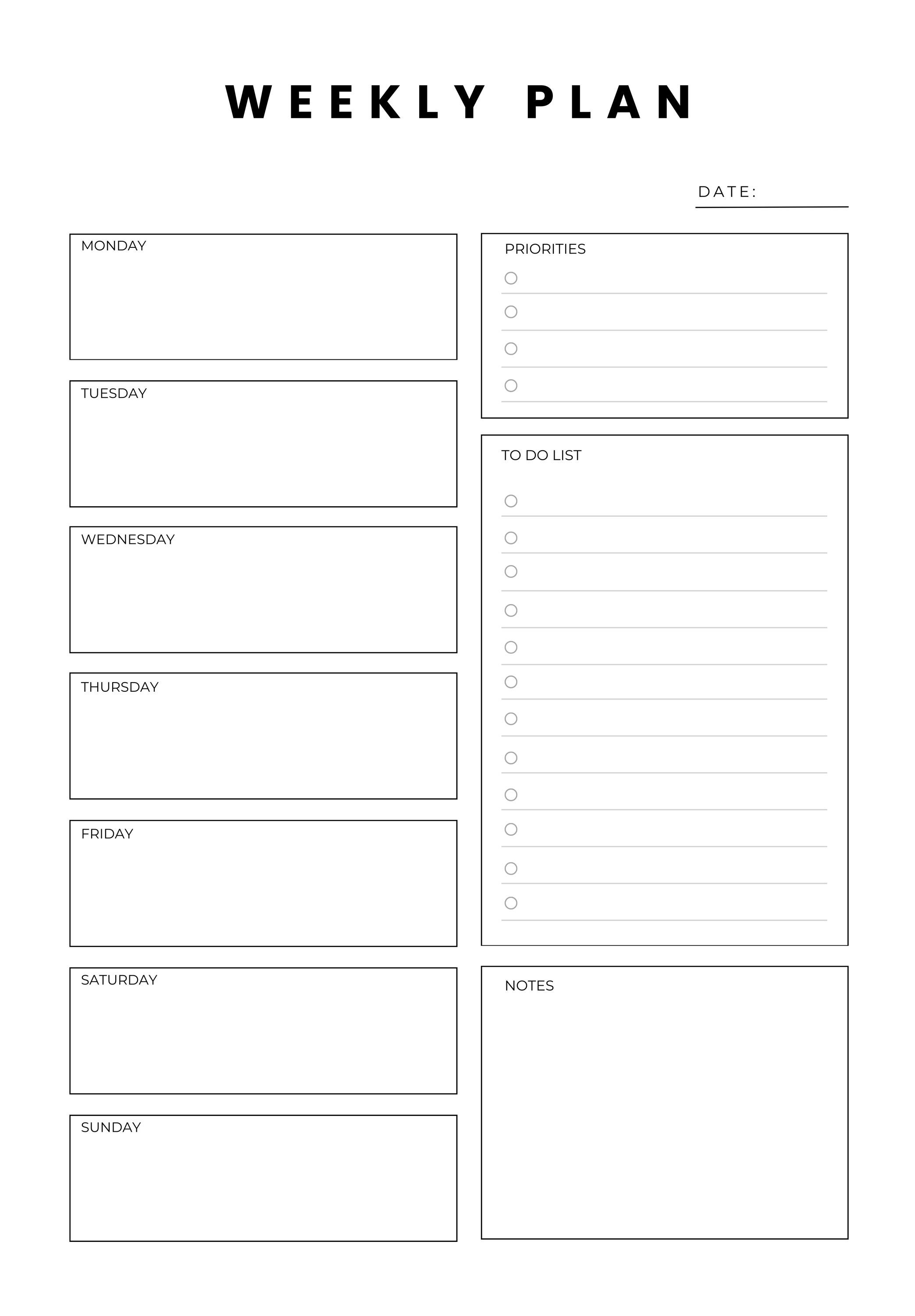 Minimalist Weekly Planner Printable | Brain Dump, To-do List (PDF) - Etsy