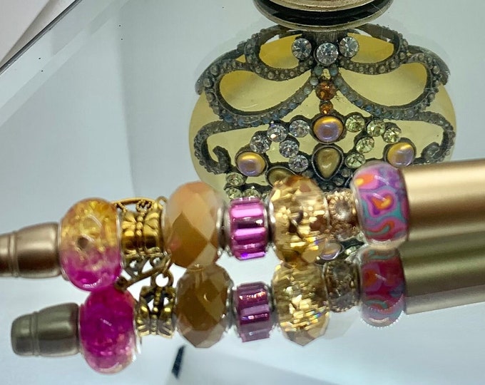 Bejeweled gold & pink writing pen