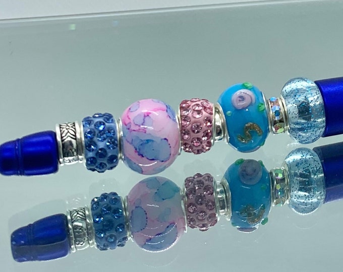 Bejeweled blue writing pen