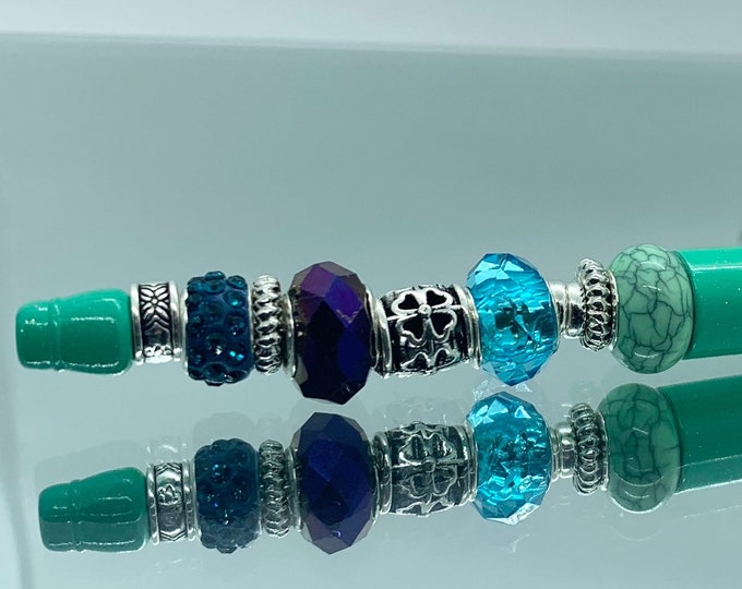 Bejeweled mint writing pen