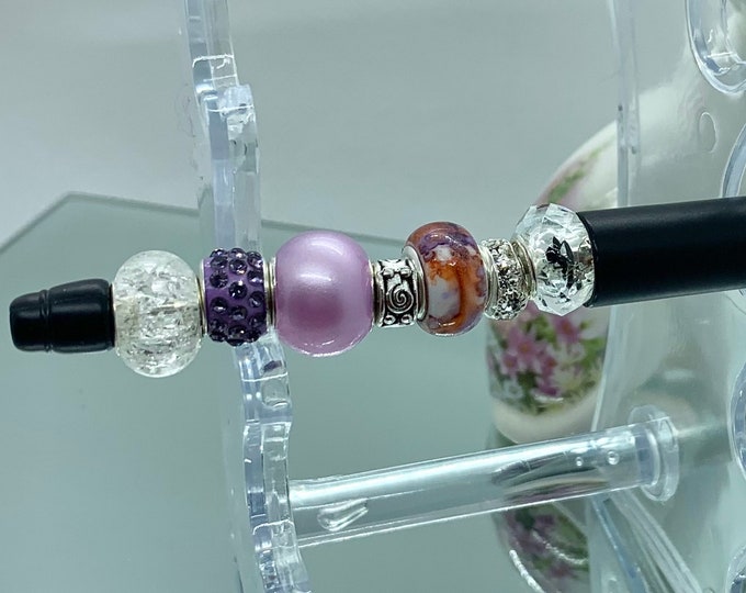 Bejeweled Black and Lavendar Writing Pen