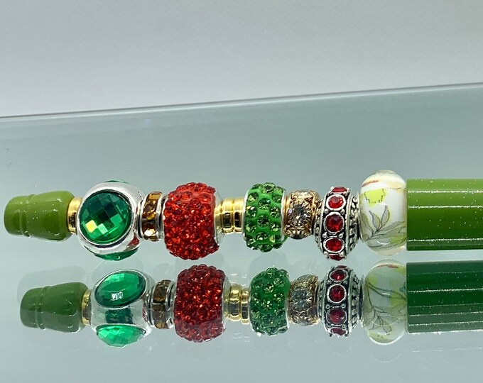 Bejeweled lime & orange writing pen