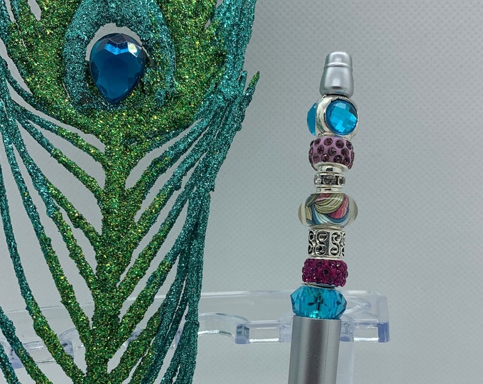 Bejeweled silver writing pen