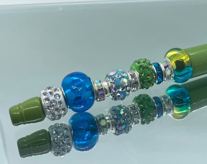 Bejeweled lime writing pen
