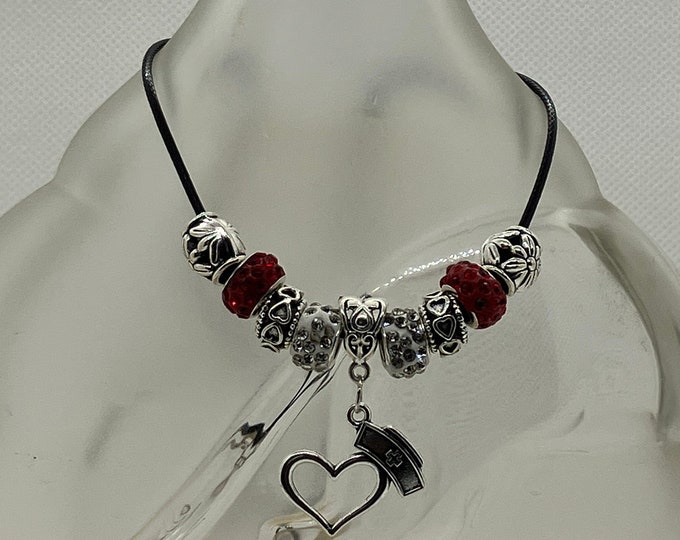 Bejeweled Nurse Charm Necklace
