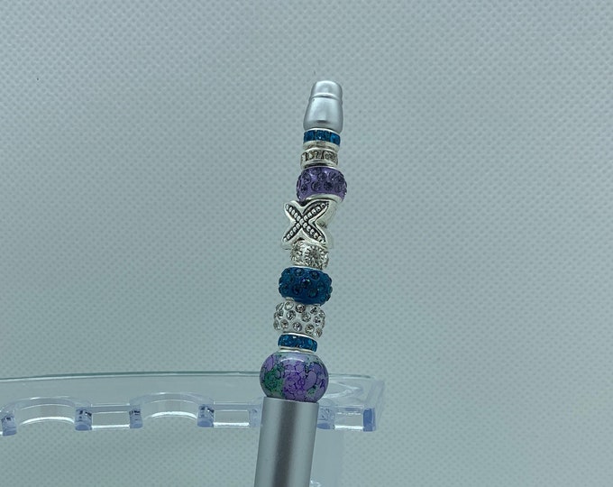 Bejeweled silver writing pen