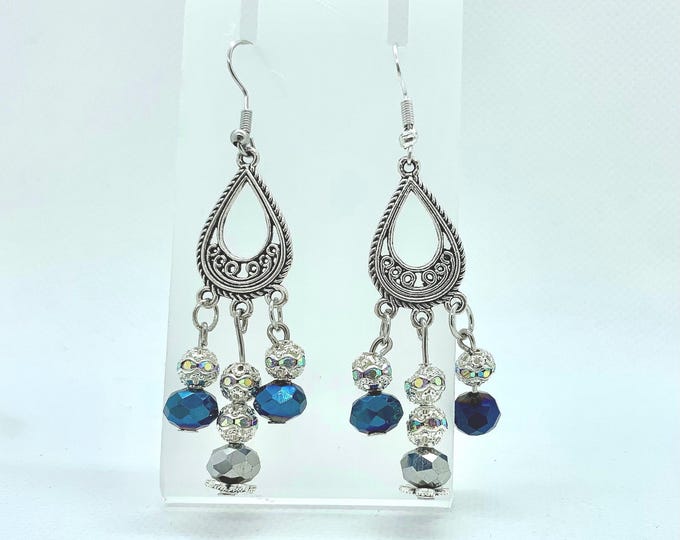 Teal drop earrings