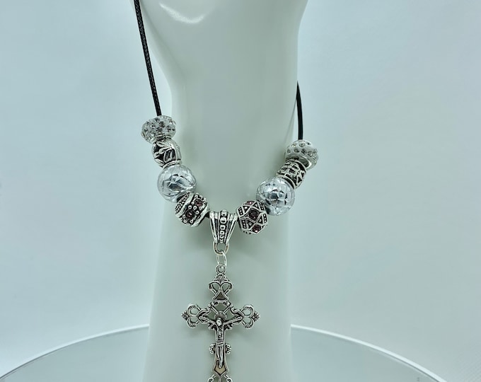 Bejeweled Crucifix Charm Necklace