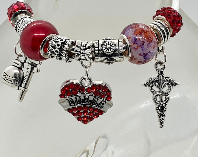 Bejeweled Nurse Charm Bracelet