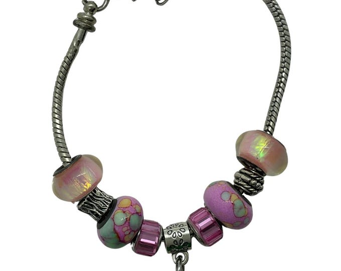 Hello Kitty-style Charm Bracelet – Handmade Pink Beaded Jewelry for Teens – Cute Gift for Girls