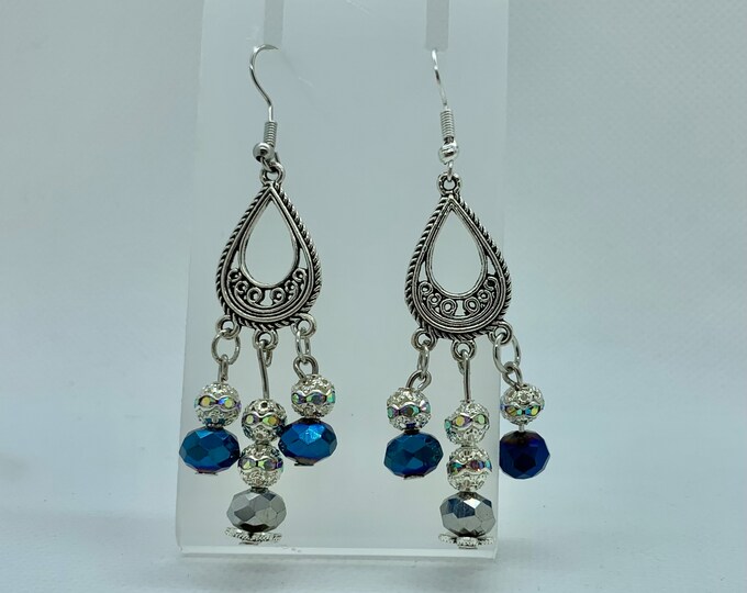 Teal drop earrings