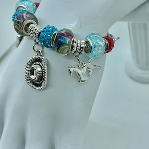 Bejeweled western theme charm bracelet
