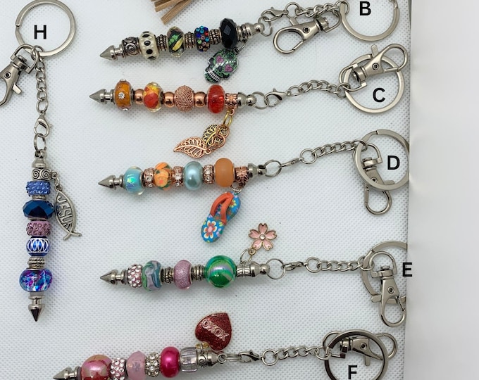 Handmade Beaded Rhinestone Keychains – Colorful Charm Key Rings with Unique Beads & Tassels | Personalized Gift for Women | Bag or Purse